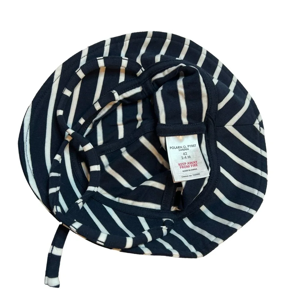 Polarn O Pyret Navy Nautical Stripe Sun Hat Size 2-4 Month New‎